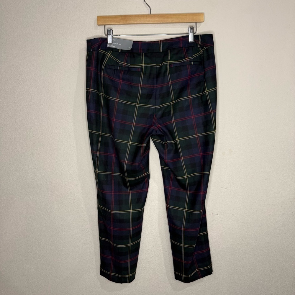 NWT Talbots Plaid Hampshire Ankle Pants Green & Navy Women’s Size 12P - Picture 2 of 16